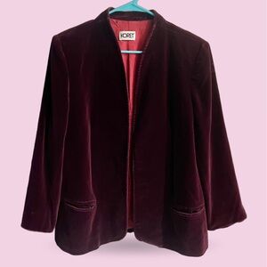 Burgundy Maroon Velvet Blazer Coat Vintage Koret